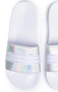 TOMMY HILFIGER - GLITTER POOL SLIDE-WHITE