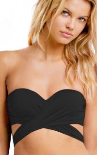 SEAFOLLY-BLACK WRAP FRONT BANDEAU