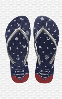 HAVAIANAS -SLIM NAUTICAL NAVY BLUE-SILVER F17